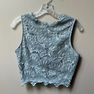 Lacy Ice Blue Crop Top